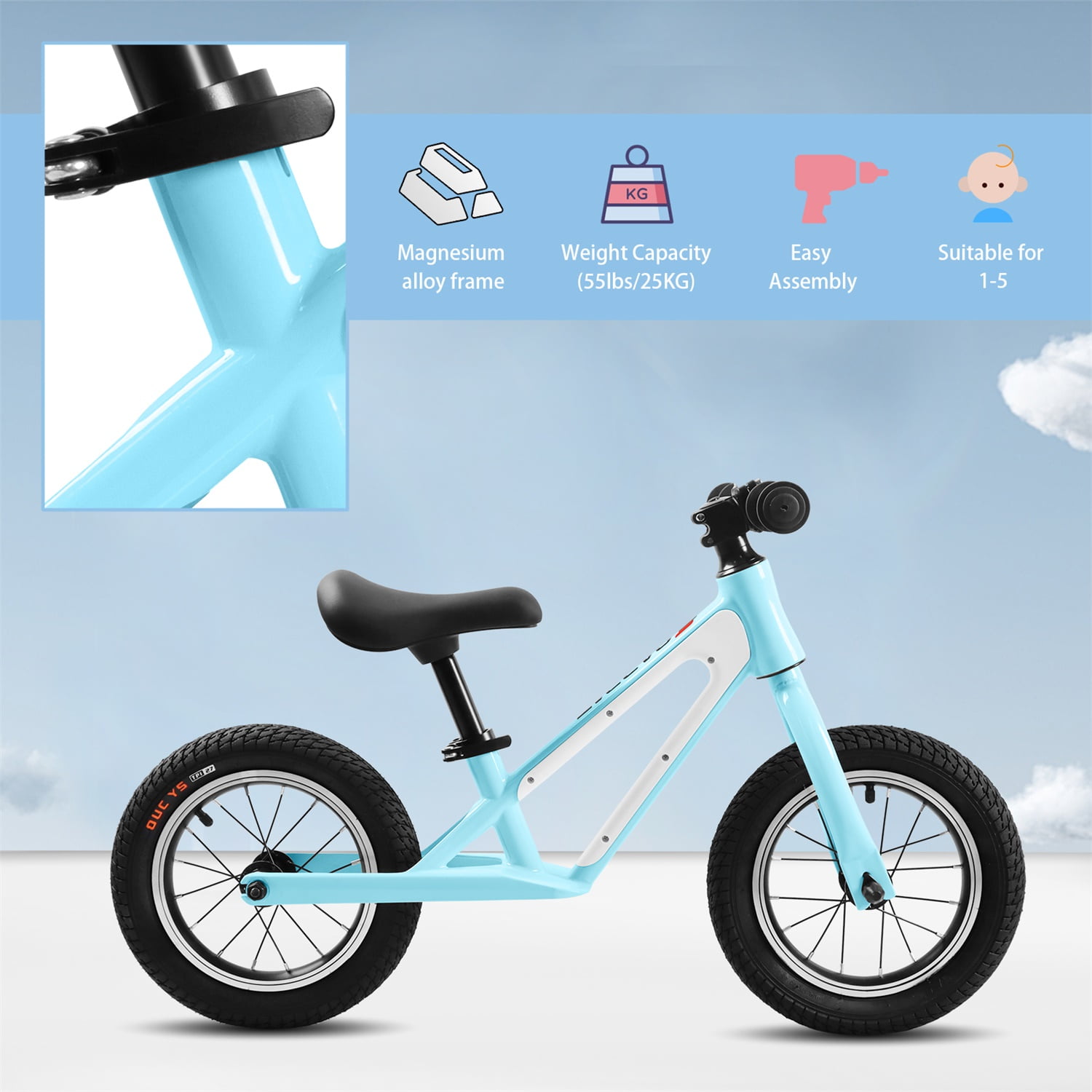 CIPACHO Balance Bike for Kids 1-5 Years, Magnesium Alloy Frame Toddler Bike with 12" Rubber Foam Tires, Adjustable Seat, Blue CIPACHO Balance Bike for Kids 1-5 Years, Magnesium Alloy Frame Toddler Bike with 12" Rubber Foam Tires, Adjustable Seat, Blue