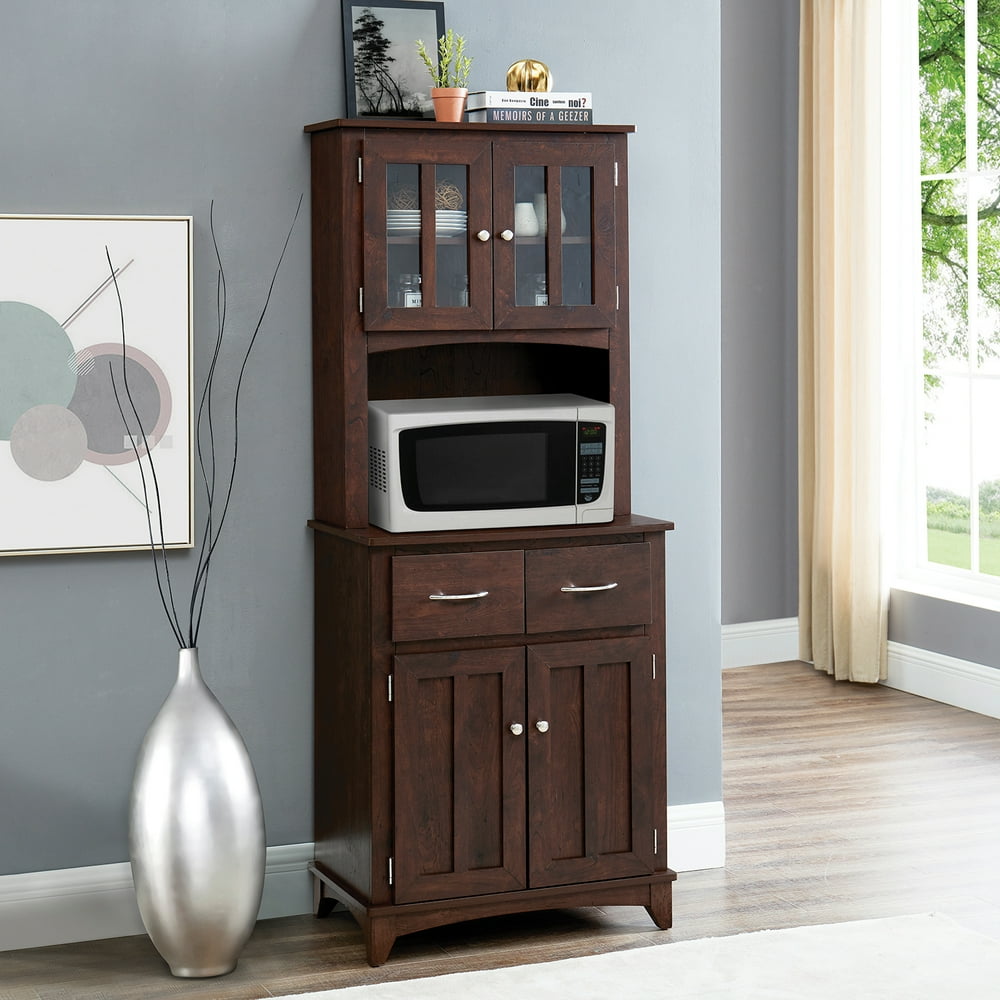Gramercy Way Espresso Microwave Stand with Top and Bottom