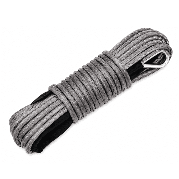 Ucreative 3/16" x 50' UHMWPE Winch Line Cable Rope 8,350 lbs Max Breaking Strength with Black Protecing Sleeve for ATV UTV Gray