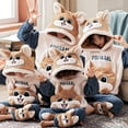 thumbnail image 2 of Conjuntos de Pijamas gruesos para padres e hijos, ropa de dormir de Anime para hombres y mujeres, ropa de dormir de dibujos animados de gato, trajes coreanos con capucha para invierno, 2 of 4