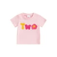 thumbnail image 2 of Aojekbee Toddler Girls Birthday T-Shirts Fuzzy Letter Embroidered Short Sleeve 2nd 3rd 4th Birthday Shirts Summer Casual Kids Tops, 2 of 10