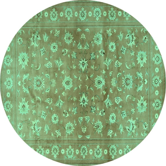 Ahgly Company Indoor Round Persian Turquoise Blue Traditional Area Rugs, 4' Round