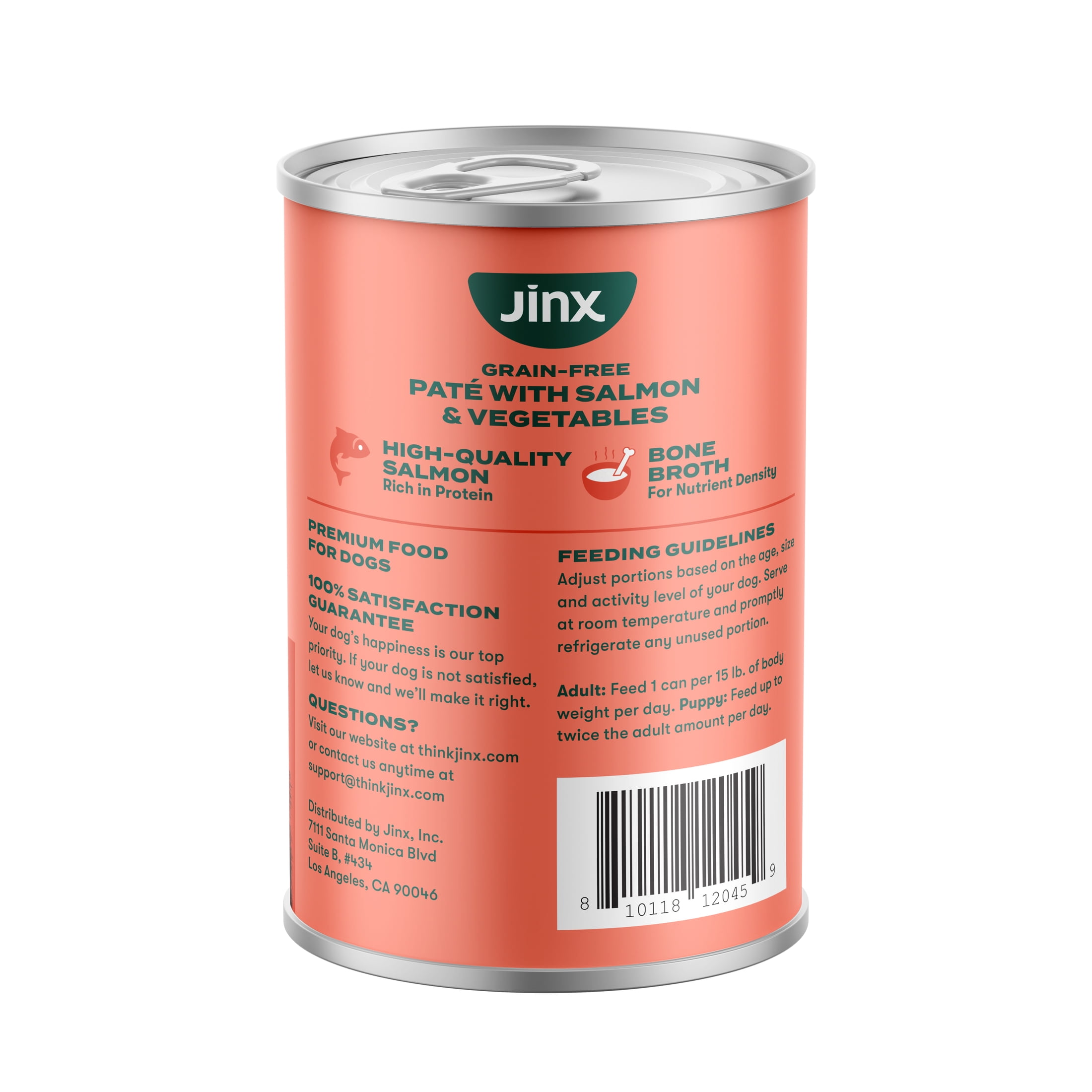 (3 pack) Jinx Pate with Salmon & Vegetables Natural Wet Dog Food, Grain Free, 13 oz Can