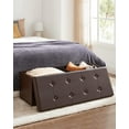 thumbnail image 3 of SONGMICS 43" Storage Ottoman Bench Folding Leather Ottoman with Storage Footrest Holds 660lb for Bedroom Brown, 3 of 10