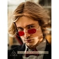 thumbnail image 3 of Mens Small Snug Narrow Rectangular Pimp Metal Rim Sunglasses Gold - Red, 3 of 9