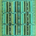 thumbnail image 1 of Ahgly Company Machine Washable Indoor Square Oriental Turquoise Blue Industrial Area Rugs, 4' Square, 1 of 4