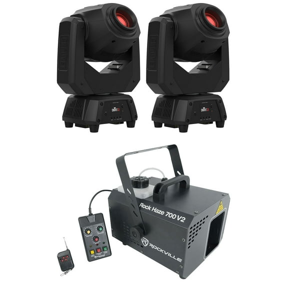 2 Chauvet DJ Intimidator Spot 60 ILS DMX Compact Moving Head Lights Haze Machine