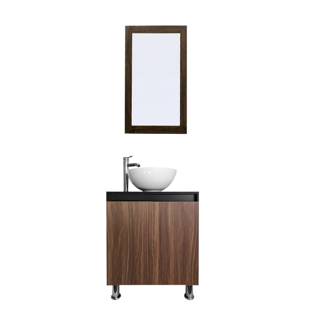 Mueble Gabinete para Lavamanos de Ovalín para Baño Moderno Minimalista De Piso o Flotante Negro Mate/Nogal Neo Decomobil GAB-6040-NM/NN