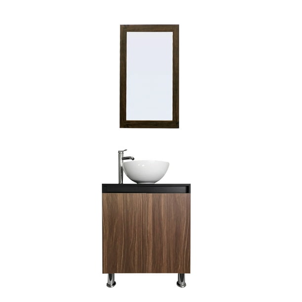 Mueble Gabinete para Lavamanos de Ovalín para Baño Moderno Minimalista De Piso o Flotante Negro Mate/Nogal Neo Decomobil GAB-6040-NM/NN