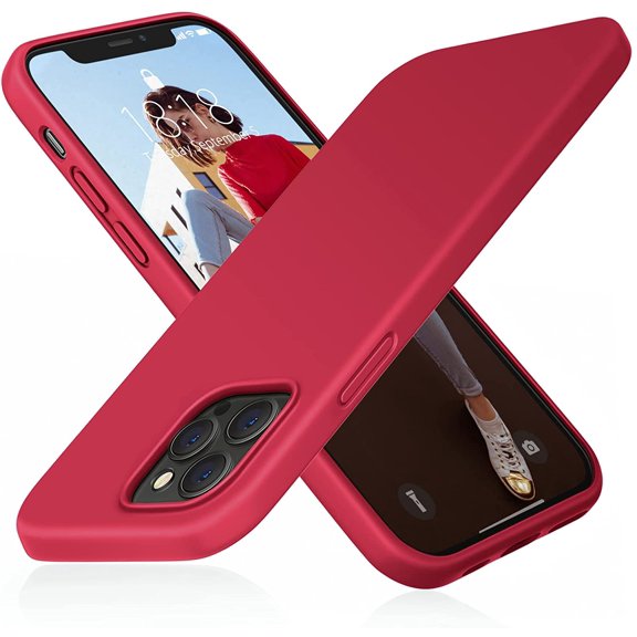 DTTO iPhone 13 Pro Max Case, Liquid Silicone Shockproof Cover [Enhanced Camera and Screen Protection] with Honeycomb Grid Cushion, Red