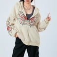 thumbnail image 5 of Douhoow Women Halloween Hooded Coat Long Sleeve Spider Web Print Sweatshirt Hoodie Jacket, 5 of 9