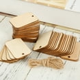 thumbnail image 4 of Yous Auto 50pcs Wood Slices,Rectangle Wooden Label Tags Natural Wood Slices Drilled Hole Unfinished Log Wooden Circles with Rope for DIY Crafts Wedding Christmas Ornament, 4 of 10