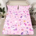 thumbnail image 2 of Manfei Cartoon Unicorn Full Size Sheets,Magic Animal Bed Sheets,Rainbow Fireworks Sheet Sets For Girl,Ultra Soft Home Decor,4-Piece, 2 of 7