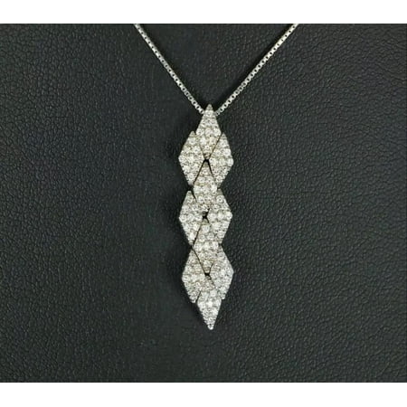Jewelry Hub 2Ct Round White Diamond Pendant in 925 Sterling Silver, 18 in