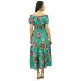 thumbnail image 5 of Bimba Women's Floral Smocked Waist Cotton Maxi Summer Chic Dress, 5 of 7