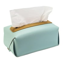 Fmbmuo Rectangular Tissue Box Cover Modern PU Tissue Holder Easy Refill for Bathroom