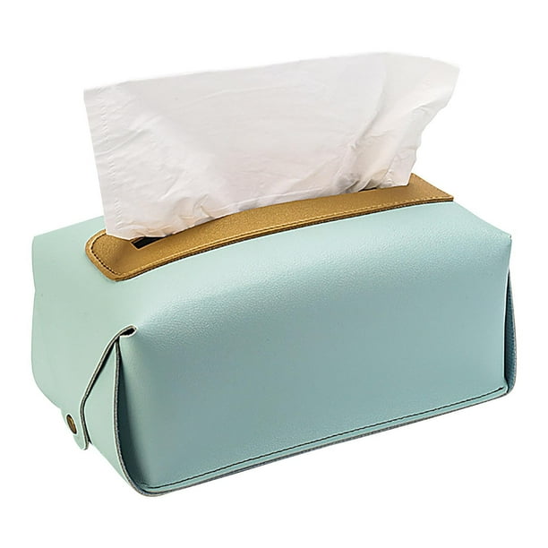 Funda para caja de pañuelos, organizador de cuero, decoración moderna, para tocador, mesitas de noche, sala de estar, oficina, coche, plegable, cuero premium, diseño rectangular, material de