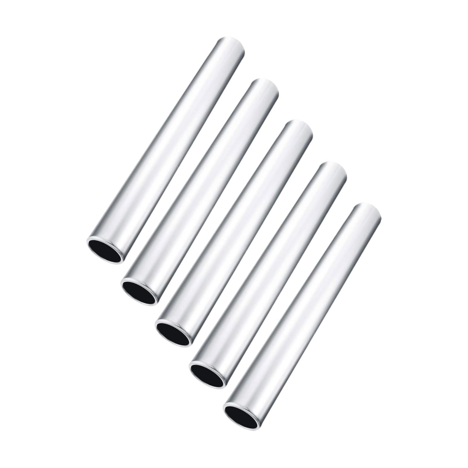 Wswqop Set of 5 Relay for Track And Field Events, 11.42" Running Sticks for Outdoor Use Silver