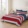 thumbnail image 2 of Full Quilt Set 78''x90'', Wooden American Flag Lightweight Bedspread Coverlet Set with 2 Pillow Shams, Independence Day Star Striped Flag Breathable All Season Quilt Bedding for Bedroom/Guest Room, 2 of 9