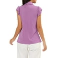thumbnail image 3 of INSPIRE CHIC Women's Ruffled Bow Tie Peter Pan Collar Button Down Chiffon Shirt XL Purple, 3 of 6