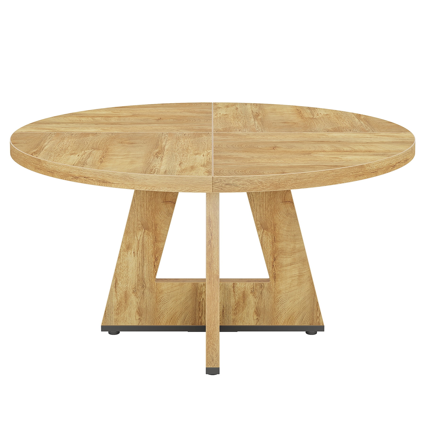 Fnova 47" Round Dining Table for 4 People, Modern Farmhouse Wooden Kitchen Table for Living Room, Dining Room(Chairs Not Included)