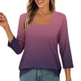 thumbnail image 6 of Womens Tunic Tops 3/4 Sleeve Cotton Womens Tops Casual Summer V Neck Tops for Women 2026 T Shirts for Women Cotton Graphic by me, 6 of 9