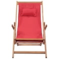 thumbnail image 2 of vidaXL Folding Beach Chair Fabric and Wooden Frame Red, 2 of 5