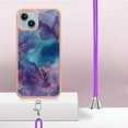 thumbnail image 4 of Mantto for iPhone 13 Case, with Lanyard Adjustable Strap, Marble Pattern Soft TPU Bumper Hard PC Back Shockproof Protective Glossy Stylish Durable Phone Case for Women Girls,Purple, 4 of 7