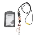 thumbnail image 1 of Longe en Silicone Perlée Rétractable avec Porte-Badge Transparent ID Multi-Usages pour les Étudiants Travailleur de Bureau Chair Rose A, 1 of 8