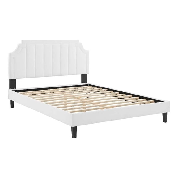 Maklaine Modern Performance Velvet King Platform Bed in White