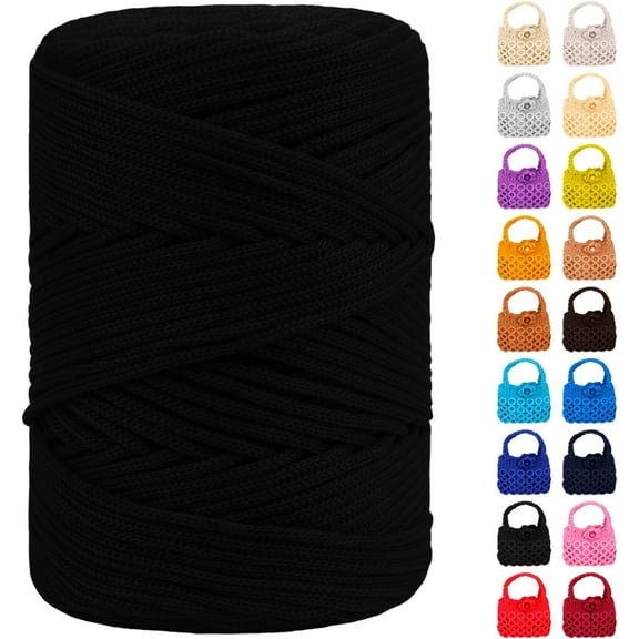 Minzimin  Polyester Macrame Cord 3mm x 185yards, Braided Macrame Cord Polypropylene Silk Cord, Crochet Bag Polyester Yarn for Crocheting, Bag, Wall Hangings, Rug, DIY Crafts 1Pack