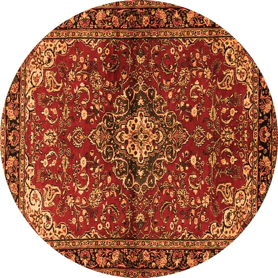 Ahgly Company Indoor Round Persian Orange Traditional Area Rugs, 7' Round