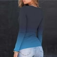 thumbnail image 4 of Sevevn Women's Elastic Casual Crew Neck Gradient Ribbed Knit Long Sleeve Tunic Dressy Tops Blouses Dark Blue L, 4 of 8