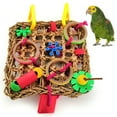 thumbnail image 2 of Flmtop Pet Bird Parrot Grass Ring Flower Shape Hanging Mesh Cage Swing Ladder Chew Toy Random Color, 2 of 8