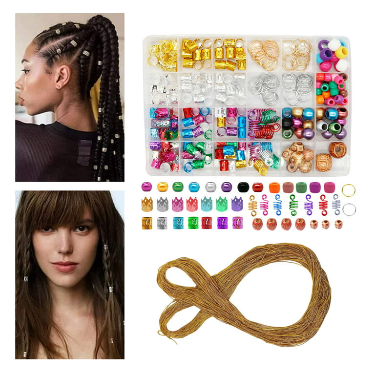 280pcs Dreadlock Beads Hair Clips for Kids/Women Braid Accessories  Colourful Metal Hair Cuffs Hair Rings Braid Hair Loop Clips Hair Jewelry  for Braiding Hair Decoration 