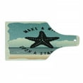 thumbnail image 1 of Starfish Cutting Board, Retro Make a Wish upon a Starfish Inspirational Words on the Beach Grunge Art, Decorative Tempered Glass Cutting and Serving Board, Wine Bottle Shape, Multicolor, by Ambesonne, 1 of 1