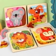 thumbnail image 3 of HILABEE 4Pcs Animal Shape Puzzles Board Early Educational Color Shapes Montessori C, 3 of 7