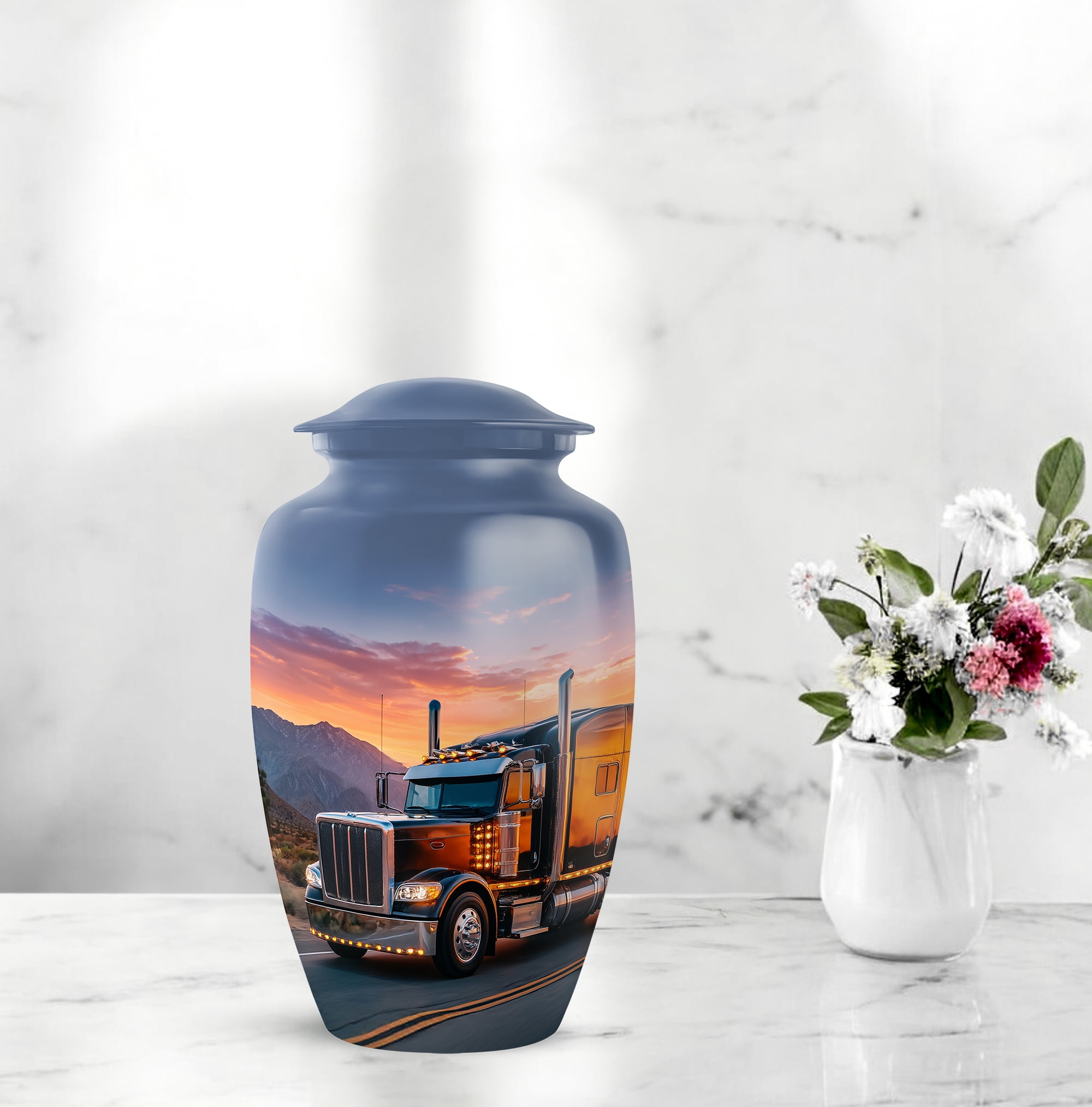 Truck Urns for Human Ashes, Truck Driver Cremation Urns, Funeral Urn for Human Ashes Adult Man - 10inch - Large Urn - 1pcs