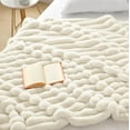 thumbnail image 2 of Hyde Lane Ultra Soft Faux Rabbit Fur Throw Blanket, Warm Plush Striped Blankets Twin Size – Luxury Home Decor, Fluffy Throws for Couch, Chair, Sofa, 750GSM (Cream, 60"x80"), 2 of 15