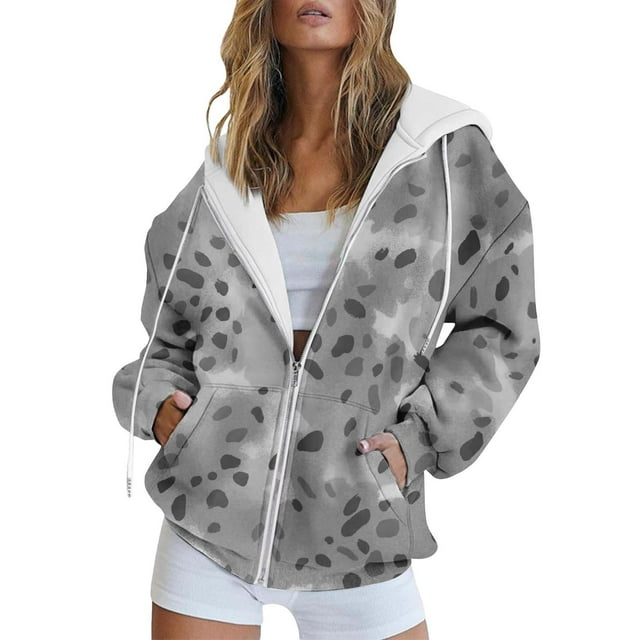WZXFASHION Women'S Fashionable And Simple Zipper Hooded Drawstring Pocket Cardigan Sweatshirt Sales Today Clearance fleece zip up hoodie