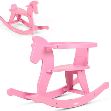 Belleur Wooden Rocking Horse for Toddler 1-3 Year Old, Babies Balance Toy - Pink