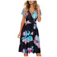 thumbnail image 1 of PENGXIANG Femmes Manches Courtes Casual Imprimé Floral Plage Maxi Robe en Vrac, 1 of 2