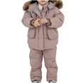 thumbnail image 3 of Winter Warm Outdoor Jackets Coats Boys Girls Fashion Solid Color Down Jackets Keep Thickening Warm Outdoor Coat Jumpsuit Set, 3 of 5