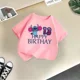 thumbnail image 3 of Camiseta de algodón para niños y niñas con cuello redondo, regalo de cumpleaños de Disney Stitch, kawaii, ropa informal de moda para niños y niñas, 3 of 5