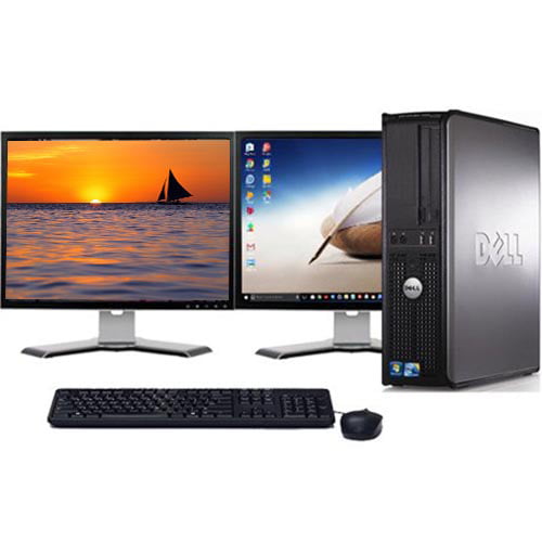 Dell Optiplex Dual Monitor Desktop Computer With Intel 2 13ghz