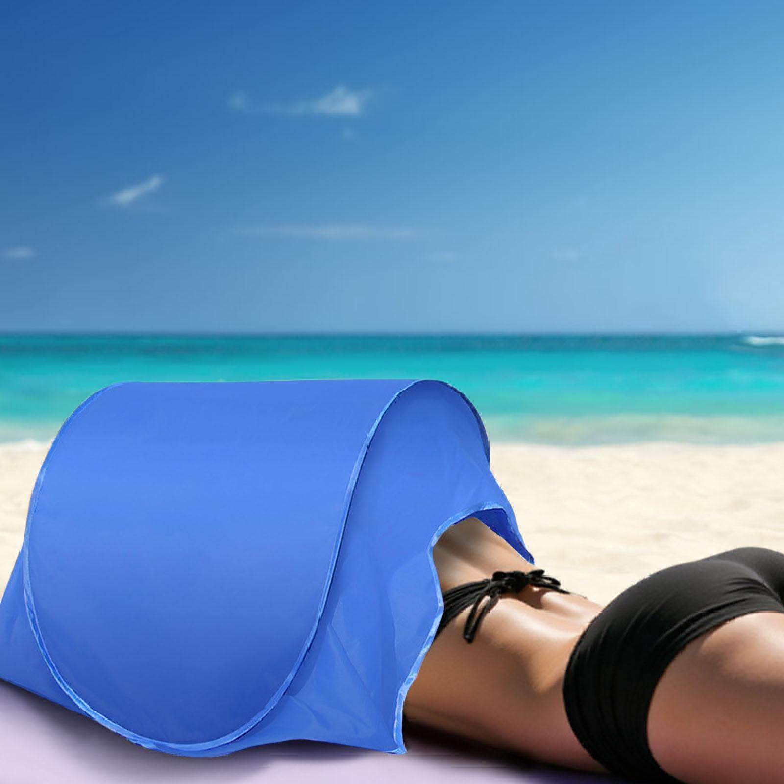 TTETTZ Mini Beach Sun Shelter Instant Canopy Zipper with Phone Pocket Head Shade Automatic Shade Tent for Fishing Outdoor Dog Pet Blue