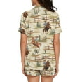 thumbnail image 3 of Garronmavis Western Cowboy 2 Piece Women's Short Sleeve Pajama Sets Ladies Pjs Sets Summer Short Sleeve Pjs Notch Collar Top with Shorts Sleepwear, 3 of 7