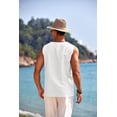 thumbnail image 6 of COOFANDY Men's Cotton Linen Tank Top Shirts Casual Sleeveless Lace Up Beach Hippie Tops Bohemian Renaissance Pirate Tunic, 6 of 10