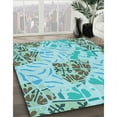 thumbnail image 2 of Ahgly Company Indoor Rectangle Patterned Tron Blue Area Rugs, 7' x 10', 2 of 6