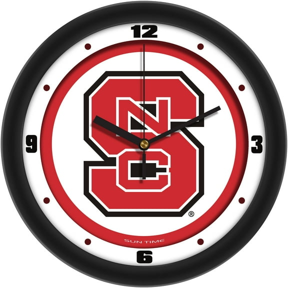 NC State Wolfpack 11.5'' Suntime Premium Glass Face Traditional Logo Wall Clock